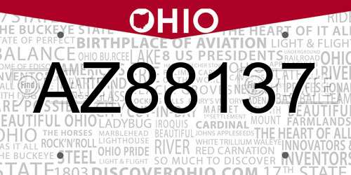 AZ88137 Ohio License Plate