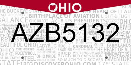 AZB5132 Ohio License Plate