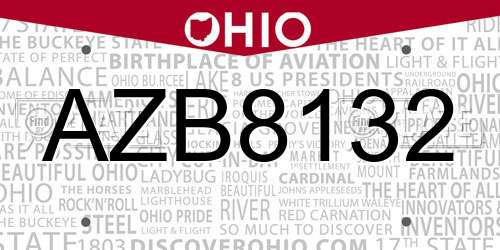 AZB8132 Ohio License Plate