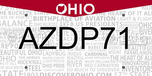 AZDP71 Ohio License Plate