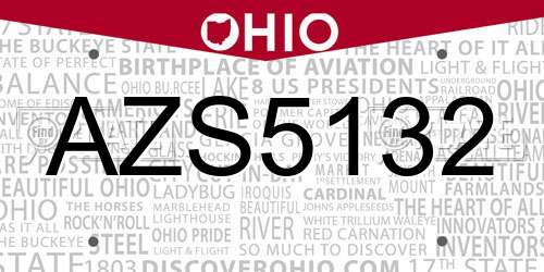 AZS5132 Ohio License Plate