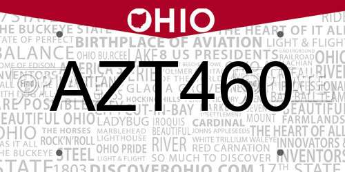 AZT460 Ohio License Plate