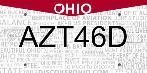 AZT46D Ohio License Plate