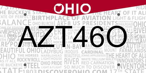 AZT46O Ohio License Plate