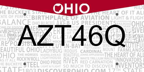 AZT46Q Ohio License Plate