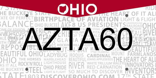 AZTA60 Ohio License Plate