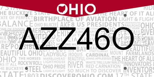 AZZ46O Ohio License Plate