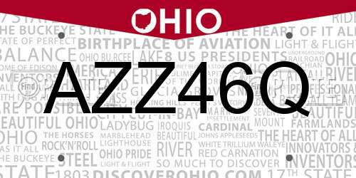 AZZ46Q Ohio License Plate