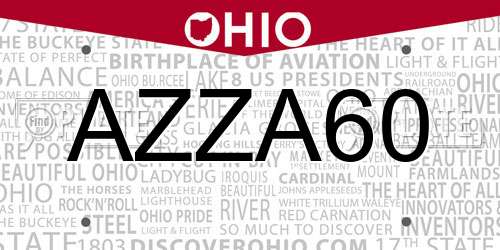 AZZA60 Ohio License Plate