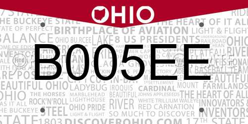 B005EE Ohio License Plate