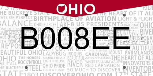 B008EE Ohio License Plate