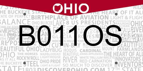 B011OS Ohio License Plate