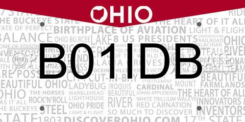 B01IDB Ohio License Plate
