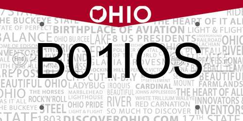 B01IOS Ohio License Plate