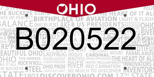 B020522 Ohio License Plate