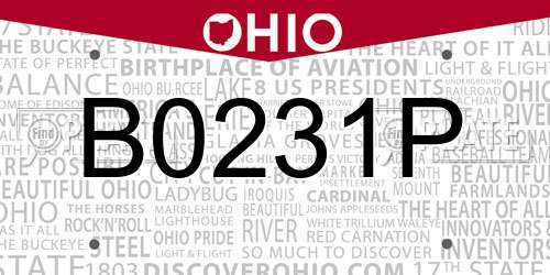 B0231P Ohio License Plate