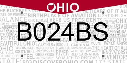 B024BS Ohio License Plate