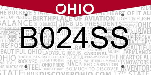 B024SS Ohio License Plate