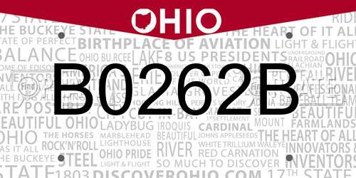 B0262B Ohio License Plate