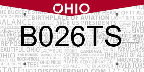 B026TS Ohio License Plate