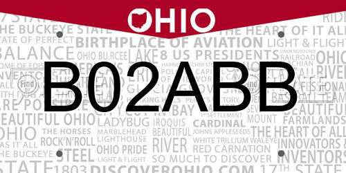 B02ABB Ohio License Plate