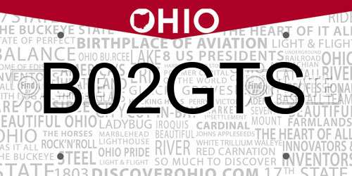 B02GTS Ohio License Plate