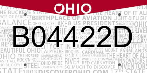 B04422D Ohio License Plate