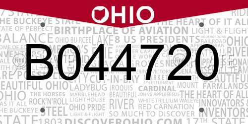B044720 Ohio License Plate