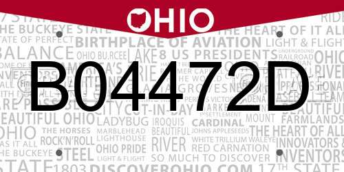 B04472D Ohio License Plate
