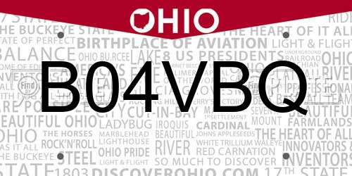 B04VBQ Ohio License Plate