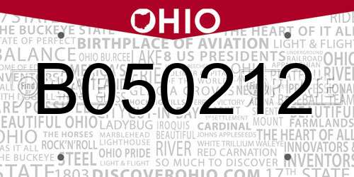 B050212 Ohio License Plate