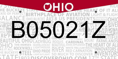 B05021Z Ohio License Plate