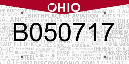 B050717 Ohio License Plate