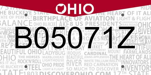 B05071Z Ohio License Plate