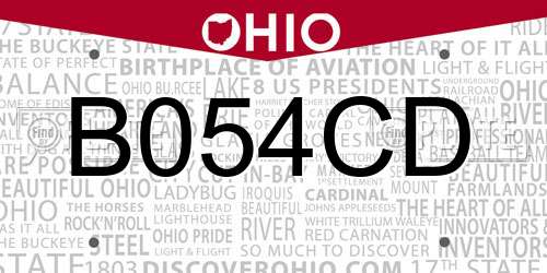 B054CD Ohio License Plate
