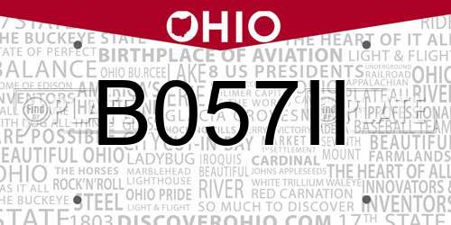 B057II Ohio License Plate