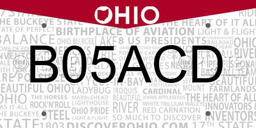 B05ACD Ohio License Plate