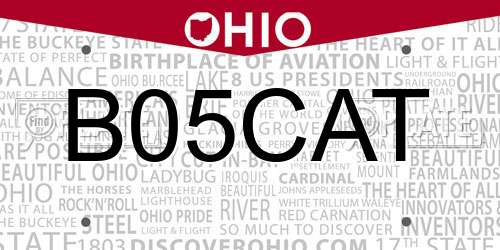 B05CAT Ohio License Plate