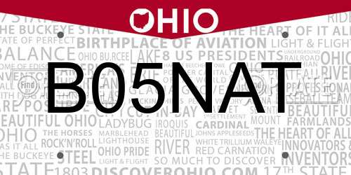 B05NAT Ohio License Plate
