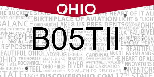 B05TII Ohio License Plate