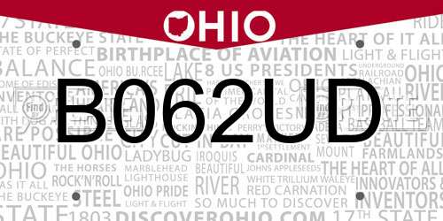 B062UD Ohio License Plate