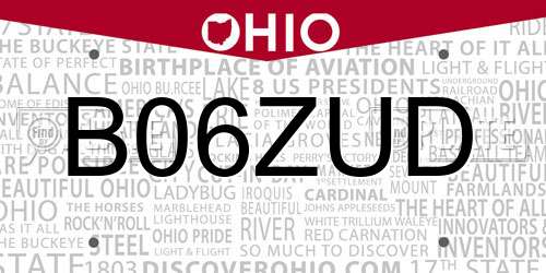 B06ZUD Ohio License Plate