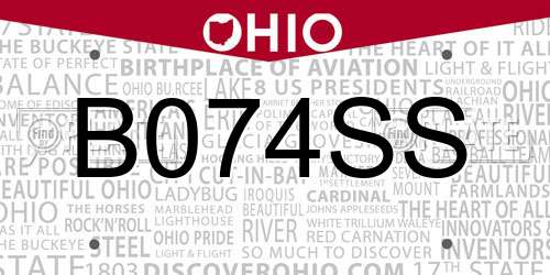 B074SS Ohio License Plate
