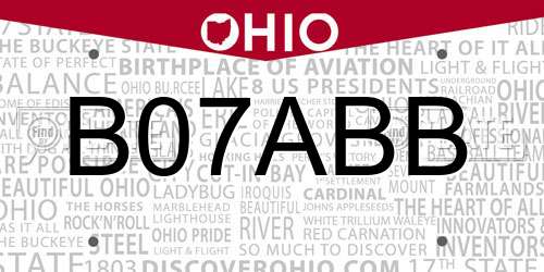 B07ABB Ohio License Plate