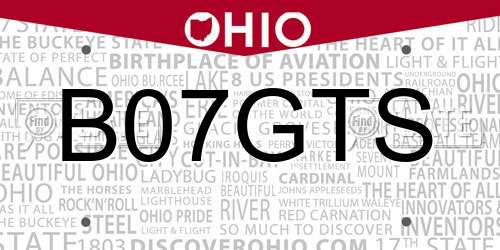 B07GTS Ohio License Plate