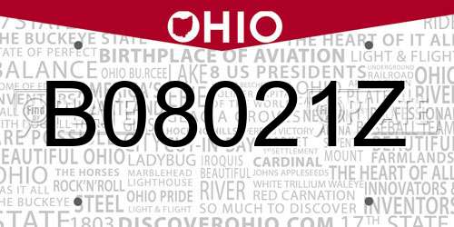 B08021Z Ohio License Plate