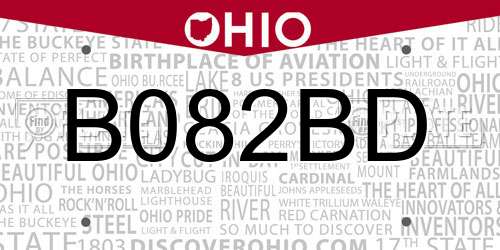 B082BD Ohio License Plate