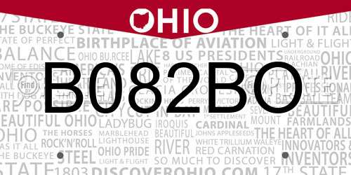 B082BO Ohio License Plate