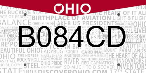 B084CD Ohio License Plate