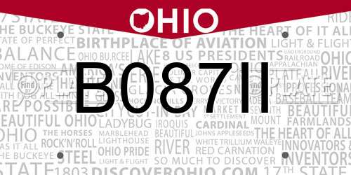 B087II Ohio License Plate